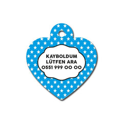 Mavi Yıldız Desenli Kalp TFX TagsForever