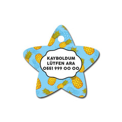 Ananas Desenli Yıldız | Kedi Köpek İsimlik TFX TagsForever