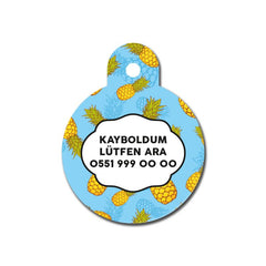 Ananas Desenli Yuvarlak | Kedi Köpek İsimlik TFX TagsForever