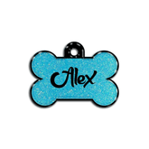 Açık Mavi Glitter Kemik | İsimlik - Evcil hayvanlar için mükemmel bir ürün.