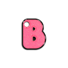 B Harfi Rounded Şeker Pink Glitter | ID Tag