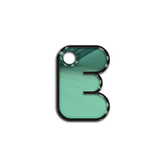 E Harfi Rounded Su Yeşil Metalik | İsimlik