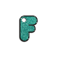 F Harfi Rounded Su Green Glitter | ID Tag