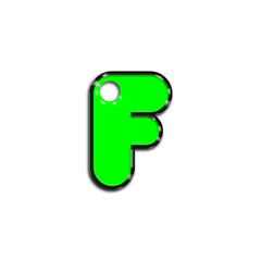 F Harfi Rounded Yeşil Neon | İsimlik