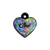 Gri Hologram Kalp | İsimlik - Evcil hayvanlar için mükemmel bir ürün.
