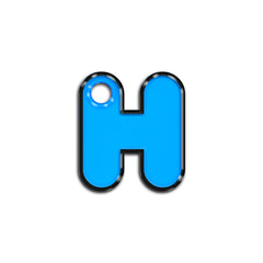 H Harfi Rounded Blue Neon | ID Tag