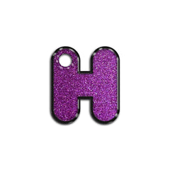 H Harfi Rounded Purple Glitter | ID Tag