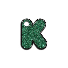K Harfi Rounded Yeşil Glitter | İsimlik