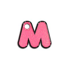 M Harfi Rounded Şeker Pink Glitter | ID Tag