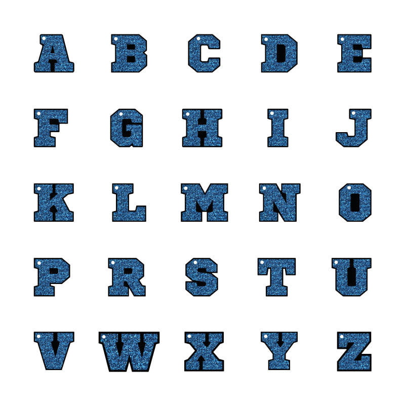 Mavi Glitter Harf Künyeler | Tüm Harfler - Evcil hayvanlar için mükemmel bir ürün.