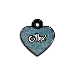 Opal Blue Glitter Kalp | ID Tag