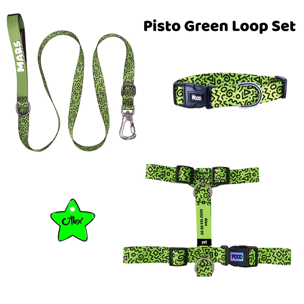 Pisto Green Loop | Tasma ve Künye Seti - Evcil hayvanlar için mükemmel bir ürün.