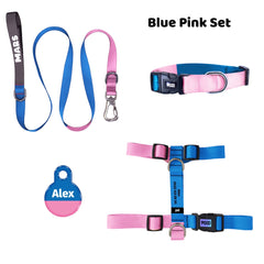 Blue-Pink | Tasma ve Künye Seti - Evcil hayvanlar için mükemmel bir ürün.