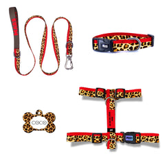 Leopard Kırmızı | Tasma ve Künye Seti