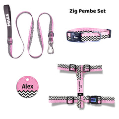 Zig Pink | Dog Collar Set