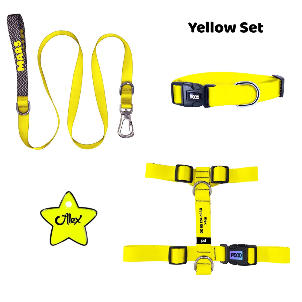 Yellow | Tasma ve Künye Seti - Evcil hayvanlar için mükemmel bir ürün.