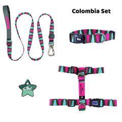 Colombia | Tasma ve Künye Seti - Evcil hayvanlar için mükemmel bir ürün.
