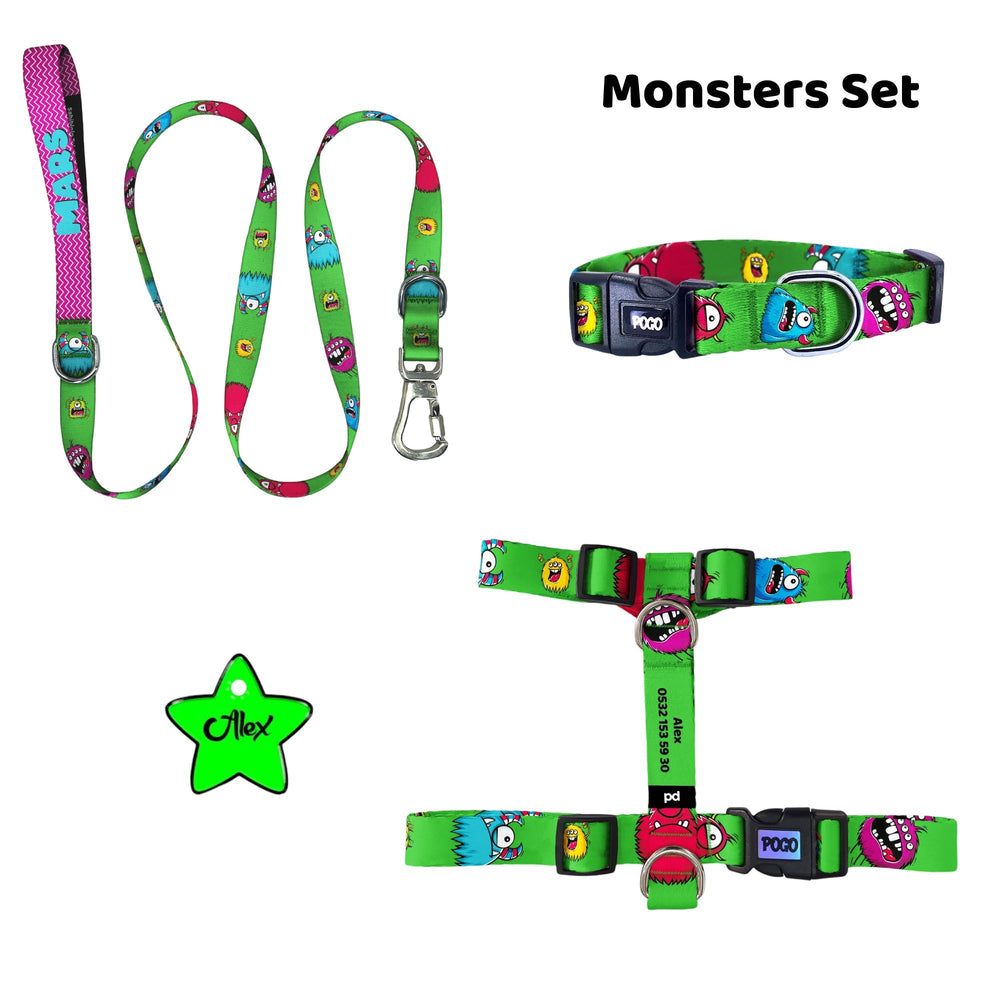 Monsters | Tasma ve Künye Seti - Evcil hayvanlar için mükemmel bir ürün.