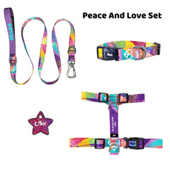 Peace And Love | Tasma ve Künye Seti - Evcil hayvanlar için mükemmel bir ürün.