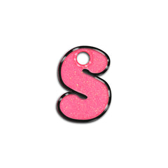 S Harfi Rounded Şeker Pink Glitter | ID Tag