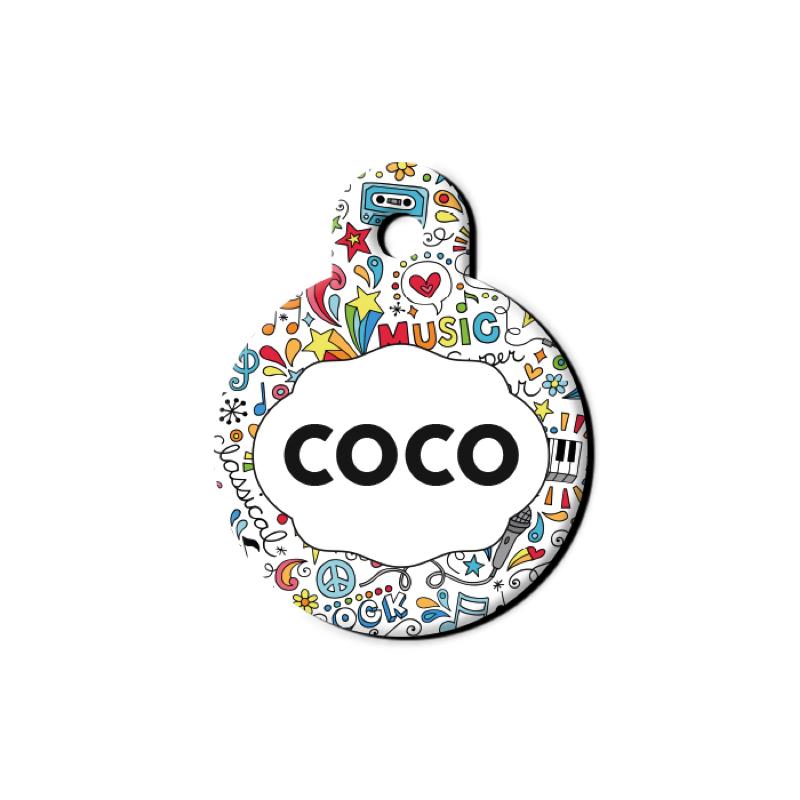 Müzik Doodle Desenli Yuvarlak TFX TagsForever