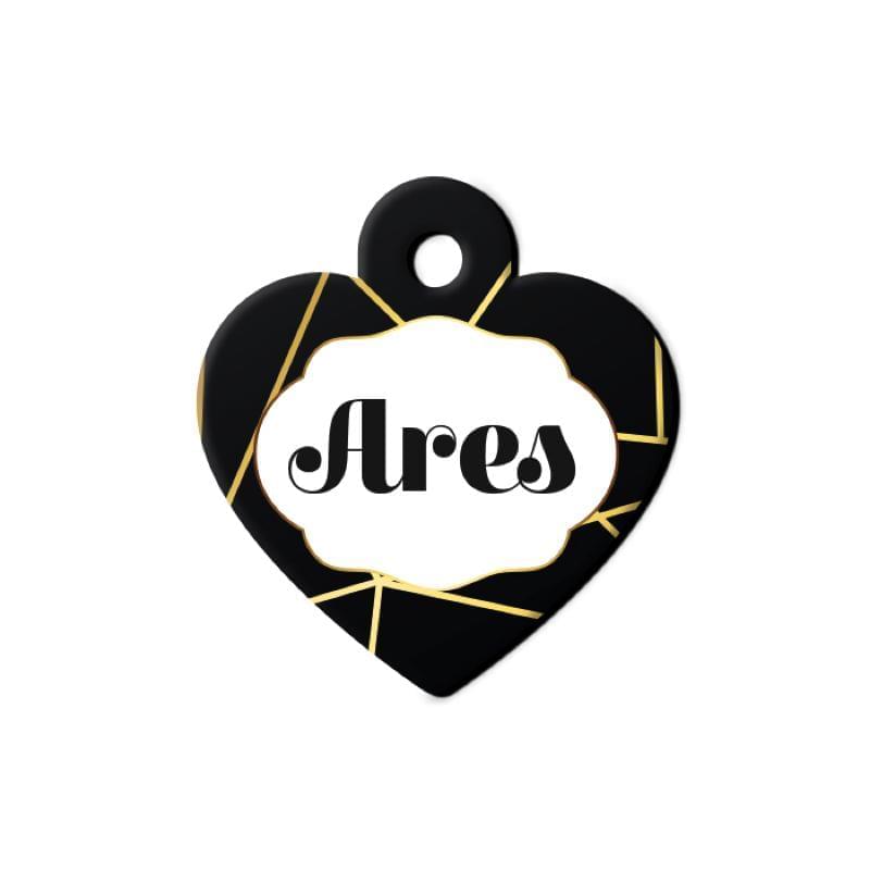 Altın Çizgi Desenli Kalp | Kedi Köpek İsimlik - Evcil hayvanlar için mükemmel bir ürün.