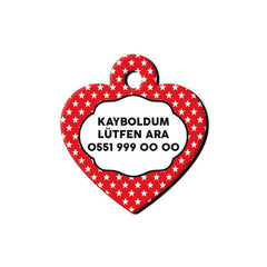 Kırmızı Yıldız Desenli Kalp TFX TagsForever