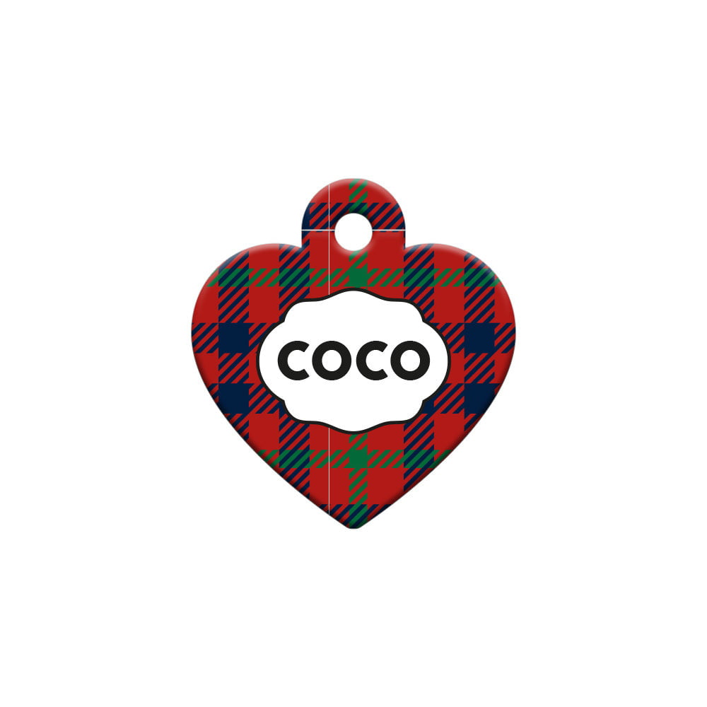 Ekoseli Kalp | Kedi Köpek İsimlik - Evcil hayvanlar için mükemmel bir ürün.