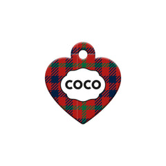 Ekoseli Kalp | Kedi Köpek İsimlik - Evcil hayvanlar için mükemmel bir ürün.