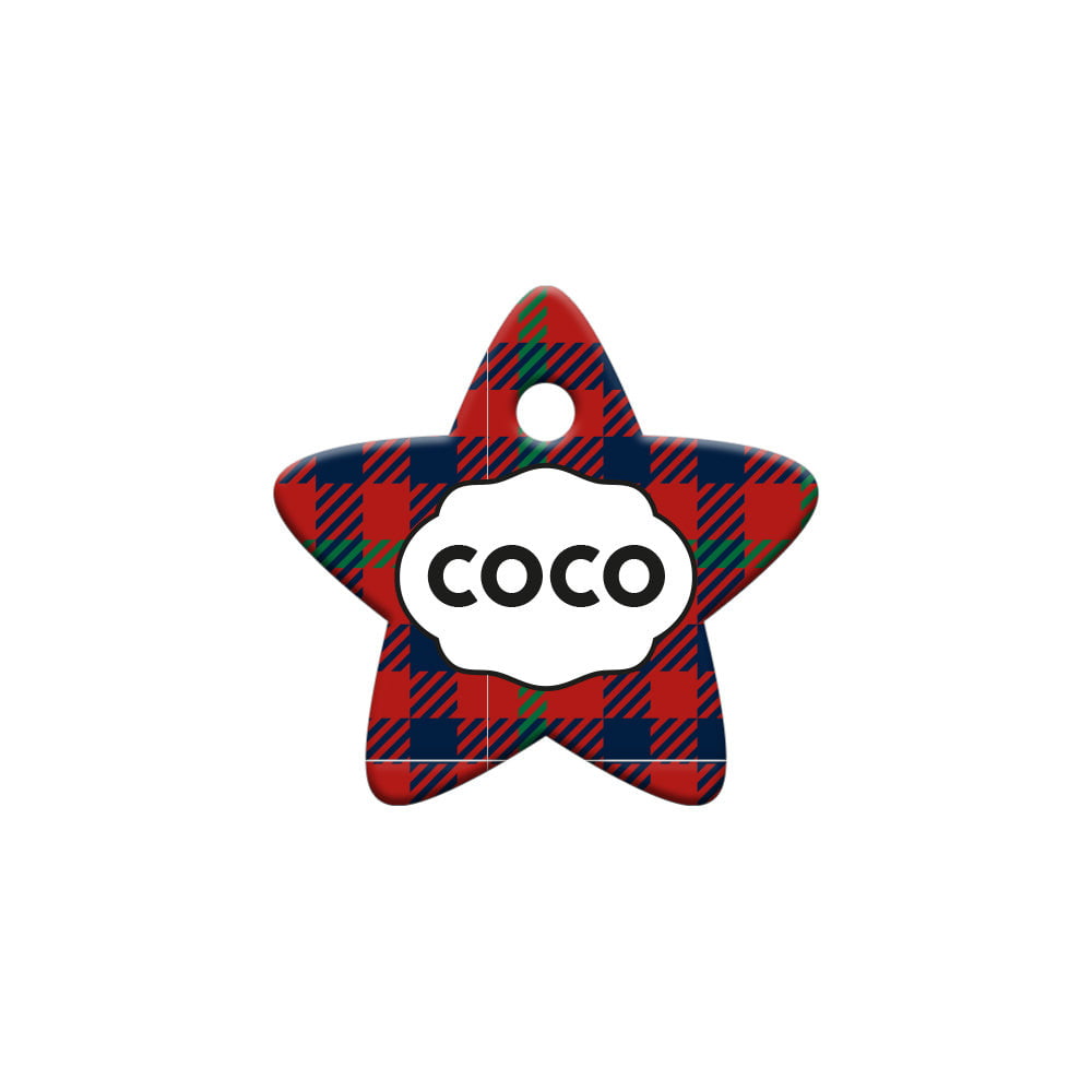 Ekoseli Yıldız | Kedi Köpek İsimlik - Evcil hayvanlar için mükemmel bir ürün.