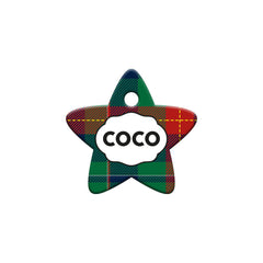 Kırmızı Yeşil Ekoseli Yıldız | Kedi Köpek İsimlik - Evcil hayvanlar için mükemmel bir ürün.