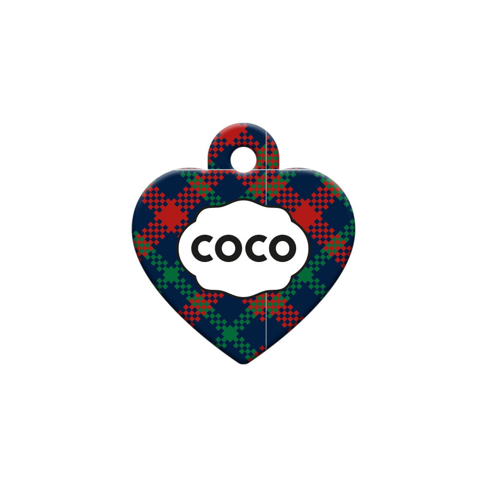 Çapraz Ekoseli Kalp | Kedi Köpek İsimlik - Evcil hayvanlar için mükemmel bir ürün.