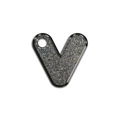 V Harfi Rounded Gray Glitter | ID Tag