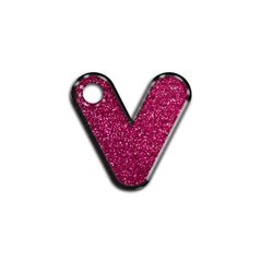 V Harfi Rounded Fuchsia Glitter | ID Tag