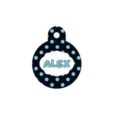 Mavi Puantiye Desenli Yuvarlak | Kedi Köpek İsimlik - Evcil hayvanlar için mükemmel bir ürün.