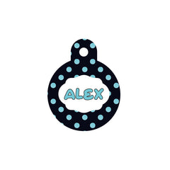 Mavi Puantiye Desenli Yuvarlak | Kedi Köpek İsimlik - Evcil hayvanlar için mükemmel bir ürün.