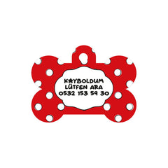 Kırmızı Puantiye Desenli Kemik | Kedi Köpek İsimlik