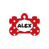 Kırmızı Puantiye Desenli Kemik | Kedi Köpek İsimlik - Evcil hayvanlar için mükemmel bir ürün.
