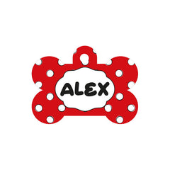 Kırmızı Puantiye Desenli Kemik | Kedi Köpek İsimlik - Evcil hayvanlar için mükemmel bir ürün.