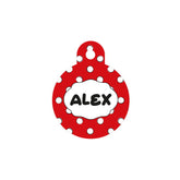 Kırmızı Puantiye Desenli Yuvarlak | Kedi Köpek İsimlik - Evcil hayvanlar için mükemmel bir ürün.