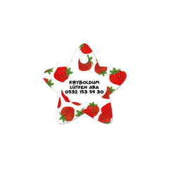 Kırmızı Çilek Desenli Yıldız | Kedi Köpek İsimlik