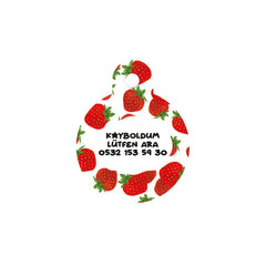 Kırmızı Çilek Desenli Yuvarlak | Kedi Köpek İsimlik