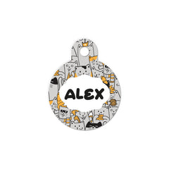 Kediler Desenli Yuvarlak | Kedi Köpek İsimlik - Evcil hayvanlar için mükemmel bir ürün.