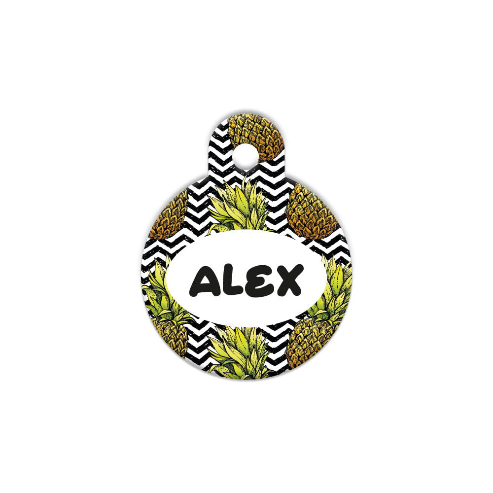 Ananas Zig Zag Desenli Yuvarlak | Kedi Köpek İsimlik - Evcil hayvanlar için mükemmel bir ürün.