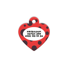 Kırmızı Polka Desenli Kalp | Kedi Köpek İsimlik