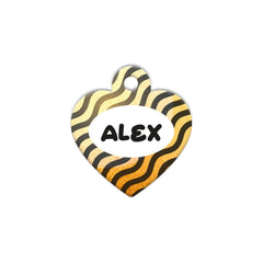 Altın Zebra Desenli Kalp | Kedi Köpek İsimlik - Evcil hayvanlar için mükemmel bir ürün.