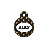 Altın Yıldız Desenli Yuvarlak | Kedi Köpek İsimlik - Evcil hayvanlar için mükemmel bir ürün.