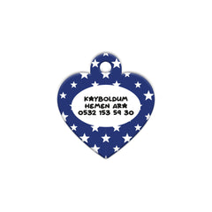 Mavi Yıldız Desenli Kalp | Kedi Köpek İsimlik