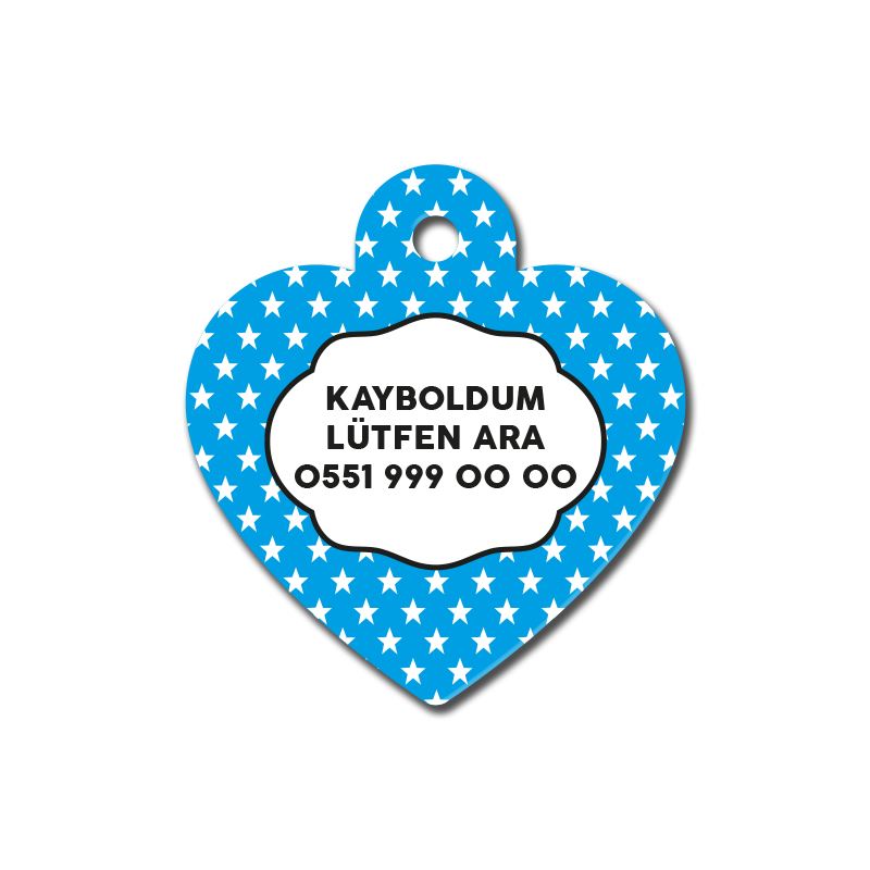 Mavi Yıldız Desenli Kalp TFX TagsForever