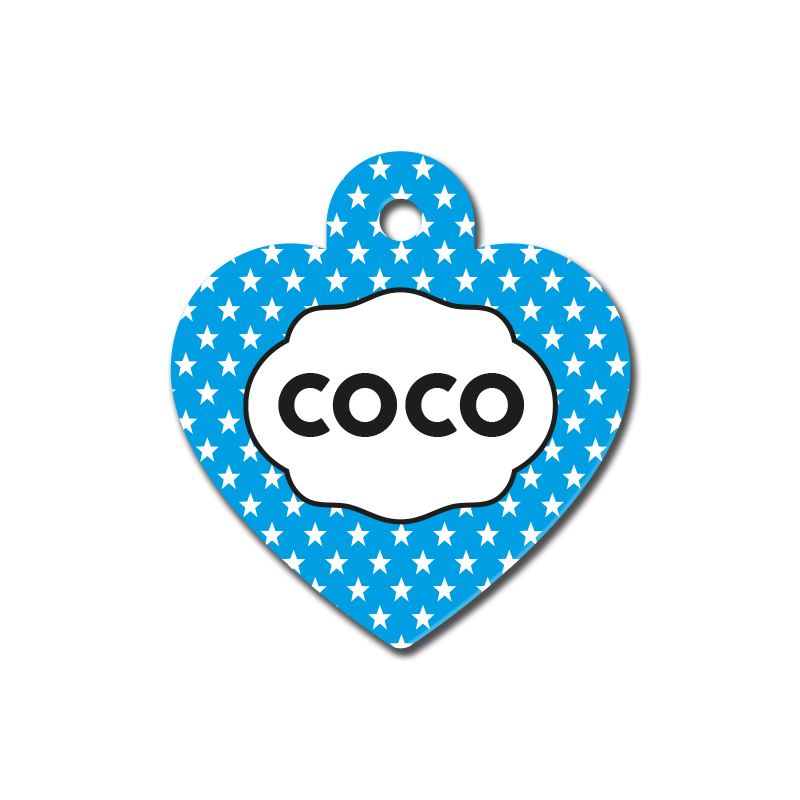 Mavi Yıldız Desenli Kalp TFX TagsForever